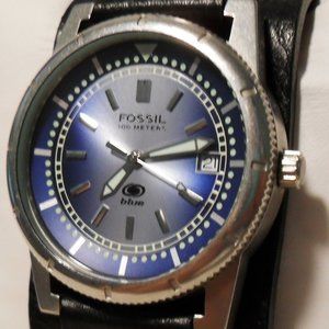 SOLD! Fossil Blue AM-3717 Analog Black Leather